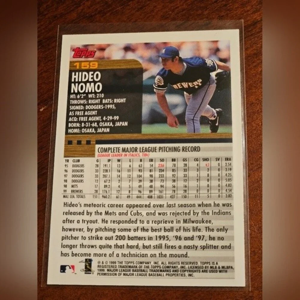 #159 Hideo Nomo MLB Collectible Card